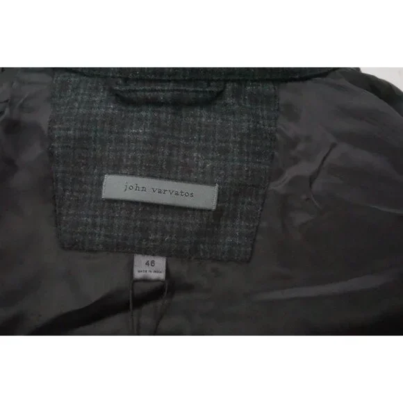 John Varvatos Gray Black Plaid Flannel Wool Blend Jacket Sz 36 Brand New